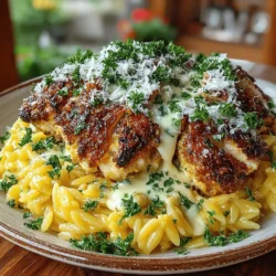 Zesty Lemon Parmesan Orzo with Crispy Chicken