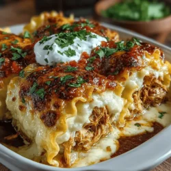 To create the flavorful filling for your Cheesy Chicken Fajita Lasagna Rolls, start by preparing the chicken mixture. In a large mixing bowl, combine shredded cooked chicken, which can be rotisserie chicken for convenience or freshly cooked chicken breast. Add one cup of cream cheese, softened to room temperature, to ensure it mixes well with the chicken. The cream cheese will provide a rich, creamy texture that enhances the overall flavor.