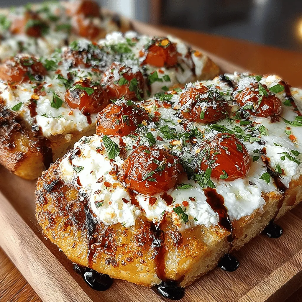 If you're seeking a dish that beautifully marries simplicity with sophistication, look no further than the Roasted Tomato & Ricotta Flatbread. This recipe embodies a delightful combination of flavors and textures that will tantalize your taste buds and impress any guest. The sweetness of roasted cherry tomatoes mingles harmoniously with the creamy richness of ricotta cheese, all atop a crunchy flatbread that serves as the perfect canvas for these vibrant ingredients.