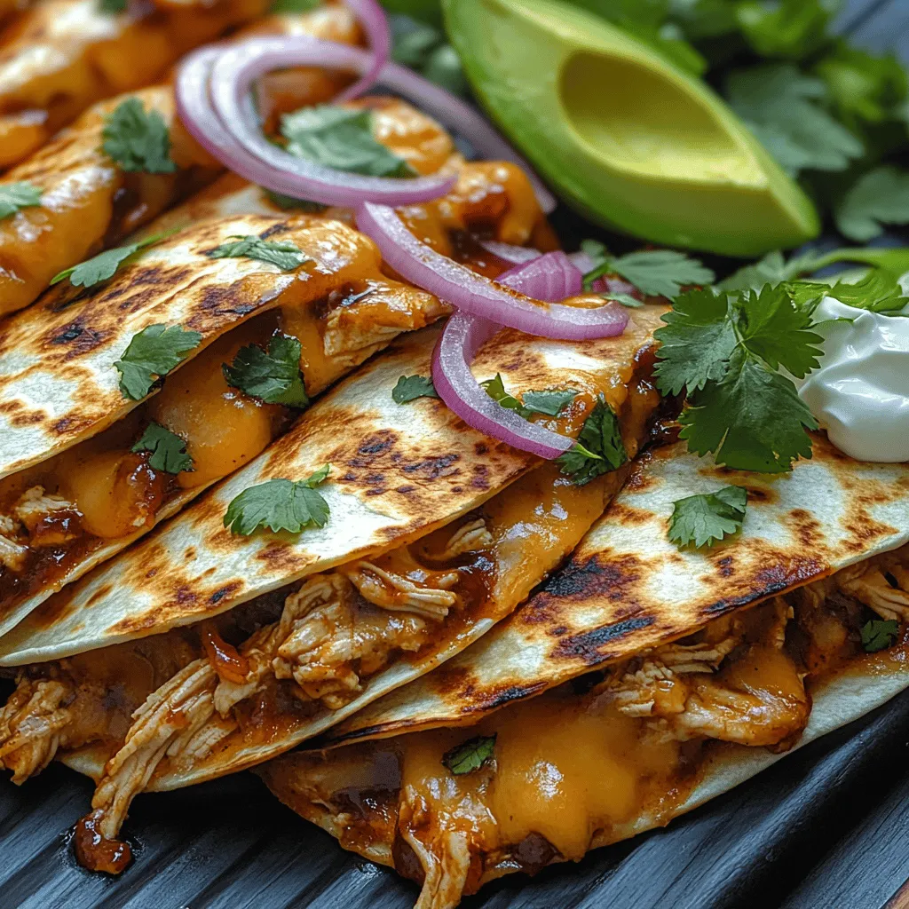 There's something quintessentially comforting about a quesadilla. The crispy, golden exterior, the melted cheese oozing from the sides, and the delicious fillings tucked inside make it a favorite dish in many households. Growing up, my family often gathered around the kitchen table for taco nights, but my personal favorite was always the quesadilla. My mom would whip up various fillings, and I fondly remember our family debates over which flavor was the ultimate champion. Fast forward to today, and my love for quesadillas remains unwavering. One recipe that has taken center stage in my kitchen is Crispy BBQ Chicken Quesadillas. This dish combines tender, shredded chicken coated in sweet and tangy BBQ sauce, a melody of cheeses, and a hint of fresh cilantro, all perfectly encased in a crispy tortilla.