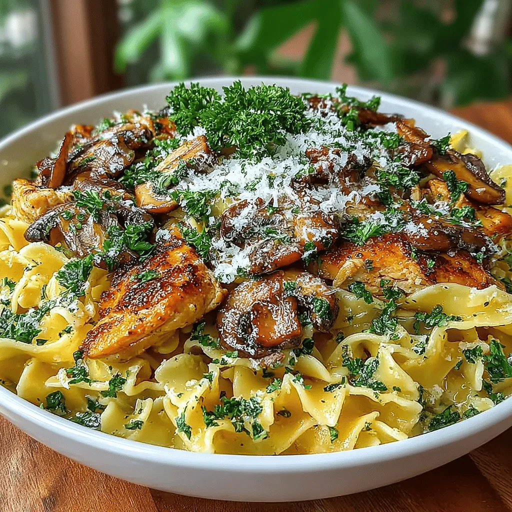 Garlic Butter Mushroom Chicken Noodles is a dish that encapsulates comfort food at its finest. This delightful recipe marries tender pieces of chicken, earthy mushrooms, and a luscious garlic butter sauce, all served over silky egg noodles. It’s a meal that not only warms the heart but also satisfies the palate, making it a perfect choice for both busy weeknights and special gatherings. The simplicity of this dish, paired with its rich flavors, makes it accessible for home cooks of all skill levels, ensuring that even those with limited culinary experience can create a restaurant-quality meal in the comfort of their own kitchen.