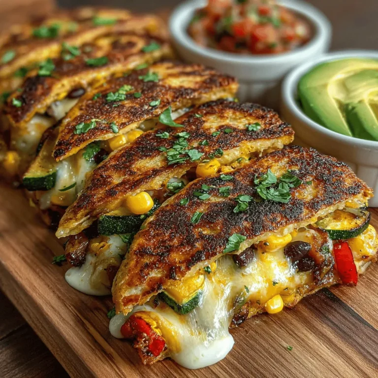 In the world of quick and delicious meals, quesadillas stand out as a versatile option that can easily cater to various taste preferences. They are not only easy to prepare but also adaptable, allowing for a multitude of fillings that can suit any palate. Among the myriad of quesadilla recipes, the Grilled Garden Bliss Quesadillas shine brightly, offering a delightful burst of flavor while packing a healthy array of vegetables. This recipe is perfect for busy weeknights when time is of the essence or for casual gatherings where a crowd-pleasing dish is needed. Moreover, it's a fantastic way to incorporate more veggies into your diet, making it an ideal choice for anyone looking to boost their nutritional intake without sacrificing taste.