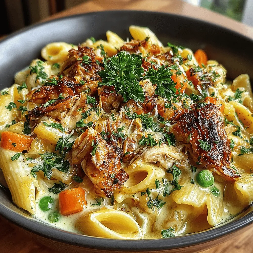 When it comes to comfort food, few meals can rival the warm embrace of a well-prepared pasta dish. Pasta is an incredibly versatile ingredient that can be transformed in countless ways to suit any palate or occasion. From creamy alfredos to zesty marinara sauces, the possibilities are endless. Among the myriad of pasta recipes, the Creamy Chicken Pot Pie Pasta stands out as a particularly delightful option, perfectly blending the nostalgic flavors of a classic chicken pot pie with the satisfying texture of pasta. This dish is not only a feast for the taste buds but also a heartwarming meal that brings families together around the dinner table, making it an ideal choice for gatherings or cozy weeknight dinners.