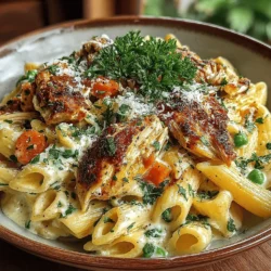 When it comes to comfort food, few meals can rival the warm embrace of a well-prepared pasta dish. Pasta is an incredibly versatile ingredient that can be transformed in countless ways to suit any palate or occasion. From creamy alfredos to zesty marinara sauces, the possibilities are endless. Among the myriad of pasta recipes, the Creamy Chicken Pot Pie Pasta stands out as a particularly delightful option, perfectly blending the nostalgic flavors of a classic chicken pot pie with the satisfying texture of pasta. This dish is not only a feast for the taste buds but also a heartwarming meal that brings families together around the dinner table, making it an ideal choice for gatherings or cozy weeknight dinners.