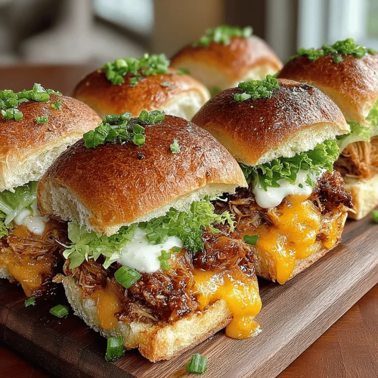 If you're on the lookout for a dish that brings people together, look no further than Sweet & Sticky Honey Garlic Chicken & Cheddar Sliders. This recipe masterfully blends the savory richness of garlic and chicken with the sweet allure of honey, all complemented by the creamy, sharp notes of cheddar cheese. Perfect for gatherings, parties, or family dinners, these sliders are a crowd-pleaser that promises to satisfy both adults and children alike. The beauty of this recipe lies not only in its delicious flavor profile but also in its versatility; you can easily customize the ingredients to suit various tastes, making it a fantastic addition to your culinary repertoire.