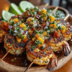 As summer approaches, the allure of outdoor cooking becomes irresistible, and few dishes capture the essence of this vibrant season quite like grilled shrimp skewers with sweet peach salsa. This delightful recipe harmonizes the succulent flavors of perfectly grilled shrimp with the refreshing sweetness of ripe peaches, creating a dish that is not only visually appealing but also bursting with flavor. Whether you’re hosting a backyard barbecue, enjoying a casual dinner on the patio, or simply looking for a quick weeknight meal, this dish is sure to impress your family and friends.