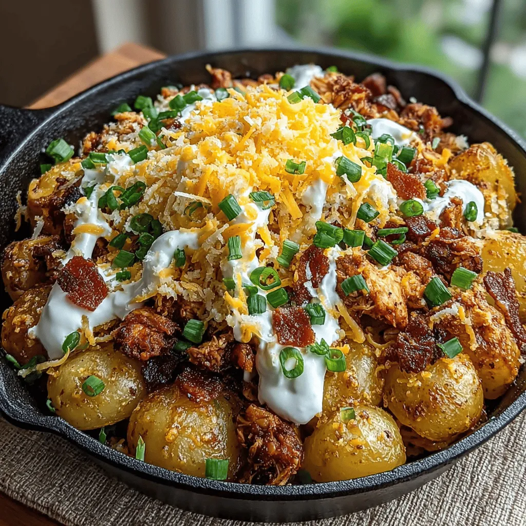 If you're searching for a dish that combines comfort, flavor, and ease of preparation, look no further than the Sizzling Loaded Chicken and Bacon Potato Skillet. This hearty one-pan meal brings together tender chunks of chicken, crispy bacon, and perfectly cooked potatoes, all topped with melted cheese and fresh garnishes. It's the ultimate solution for busy weeknights or a cozy family gathering, offering a delightful medley of flavors that will satisfy even the pickiest eaters.