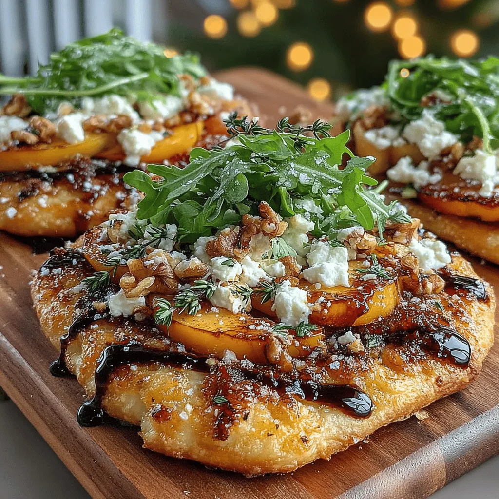 Flatbreads are one of the most versatile dishes in the culinary world, serving as a delicious foundation for a variety of toppings that can cater to both sweet and savory palates. Their thin, crisp texture offers a perfect vehicle for diverse ingredients, making them an ideal choice for casual meals, elegant appetizers, or even gourmet entertaining. Among the many flatbread varieties, the Sweet and Savory Peach & Goat Cheese Flatbread stands out as a delightful combination that marries the natural sweetness of ripe peaches with the creamy richness of goat cheese. This recipe is a celebration of flavors and textures, harmonizing the succulent fruit, tangy cheese, and a peppery bite from fresh arugula.