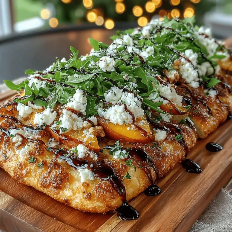 Flatbreads are one of the most versatile dishes in the culinary world, serving as a delicious foundation for a variety of toppings that can cater to both sweet and savory palates. Their thin, crisp texture offers a perfect vehicle for diverse ingredients, making them an ideal choice for casual meals, elegant appetizers, or even gourmet entertaining. Among the many flatbread varieties, the Sweet and Savory Peach & Goat Cheese Flatbread stands out as a delightful combination that marries the natural sweetness of ripe peaches with the creamy richness of goat cheese. This recipe is a celebration of flavors and textures, harmonizing the succulent fruit, tangy cheese, and a peppery bite from fresh arugula.
