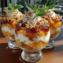 As the warm summer sun beckons us outdoors, the quest for a delightful yet healthier dessert option becomes essential. Over recent years, frozen yogurt has surged in popularity, capturing the hearts of health-conscious dessert lovers everywhere. This creamy treat offers a guilt-free indulgence that can easily satisfy sweet cravings without the heavy calories often associated with traditional ice cream. One standout recipe that encapsulates the essence of summer is the Peachy Delight Frozen Yogurt Crumble Cups. This dessert harmoniously blends the natural sweetness of fresh peaches, the creamy richness of Greek yogurt, and the satisfying crunch of granola, creating a perfect balance that is both refreshing and enjoyable.