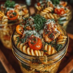 Garlic Butter Chicken Pasta Jars