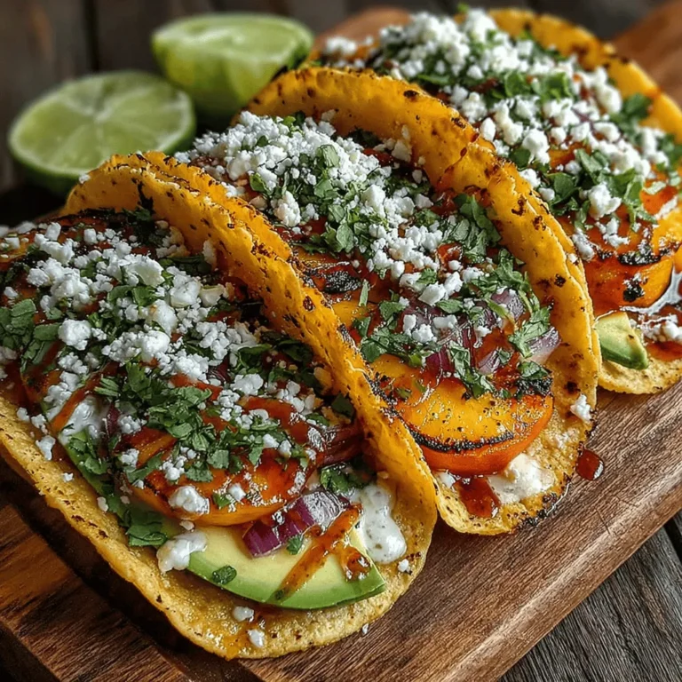 Hot sauce is more than just a condiment; it transforms Sweet & Spicy Peach Tacos into a culinary experience. The heat from the sauce cuts through the sweetness of the peaches, creating a well-rounded flavor profile. The right hot sauce can introduce notes of garlic, vinegar, or smokiness, enhancing the overall taste while also adding depth to each bite. When selecting a hot sauce, consider one that complements the sweetness of peaches without overpowering them. A mild or medium hot sauce can elevate the flavors without overshadowing the natural juiciness of the fruit. Experimenting with different varieties can lead to unique flavor combinations that suit your personal preference.