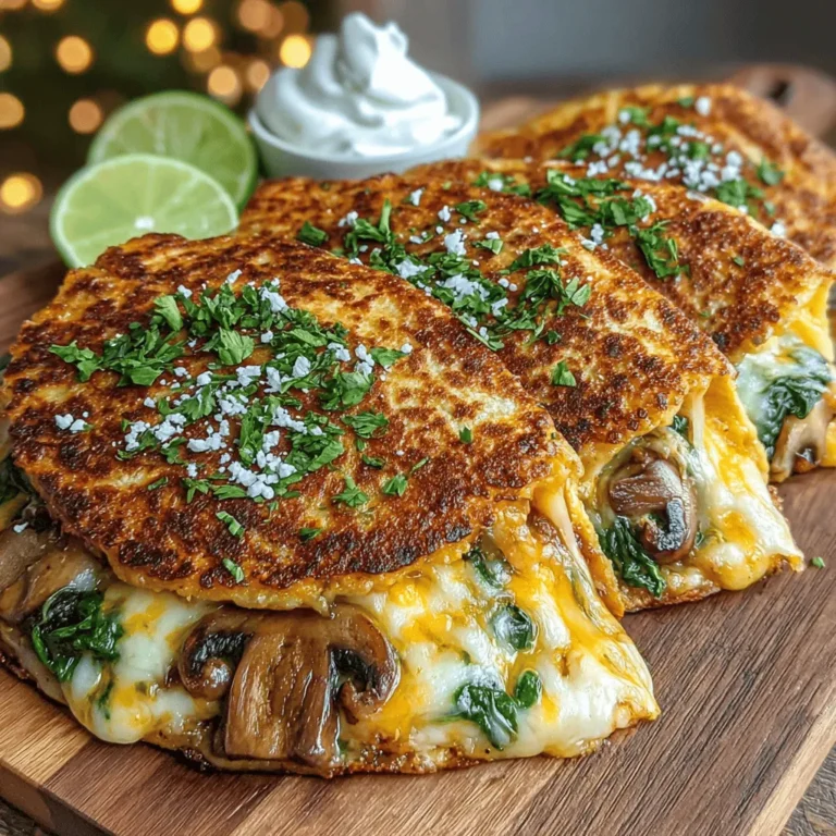 Quesadillas have long been celebrated for their versatility, making them a beloved choice among food enthusiasts. Whether enjoyed as a quick snack, a hearty meal, or a party appetizer, these simple yet satisfying creations can be filled with a variety of ingredients to suit any palate. Their crispy exterior and gooey interior provide the perfect balance of textures, making quesadillas a go-to comfort food for many. Today, we’re excited to introduce a unique spin on this classic dish: Spinach & Mushroom Quesadilla Pockets. This recipe not only adds a healthy twist to the traditional quesadilla but also packs a punch of flavor and nutrition that will leave your taste buds delighted.