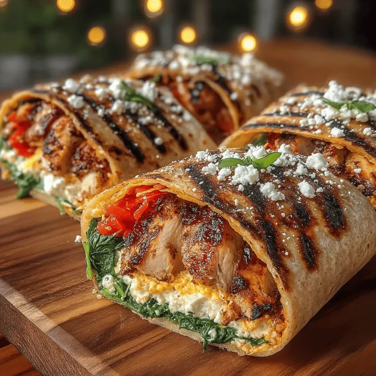 In the realm of quick and healthy meals, Roasted Red Pepper Chicken Wraps emerge as a delightful favorite. This recipe artfully combines succulent grilled chicken, vibrant roasted red peppers, fresh spinach, and creamy feta cheese, all snugly wrapped in a whole wheat tortilla. It's not just a meal; it's a nutritious option that caters to a variety of occasions—be it a satisfying lunch, a convenient dinner, or even a dish fit for entertaining guests. With their ease of preparation and a burst of flavors, these wraps are the perfect solution for anyone seeking a wholesome yet tasty meal.