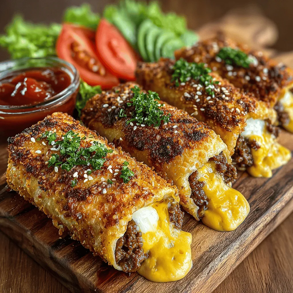 In the culinary world, fusion foods have gained immense popularity as chefs and home cooks alike explore the exciting intersection of diverse flavors and textures. By blending traditional dishes with innovative twists, we can create unique dining experiences that tantalize the taste buds. One such delightful creation is the Mini Cheeseburger Egg Rolls, a playful take on the classic cheeseburger that combines the savory goodness of ground beef, melted cheese, and crispy egg roll wrappers. Perfect for parties, casual family dinners, or even game day snacks, these bite-sized delights are sure to please both burger enthusiasts and fans of Asian cuisine.