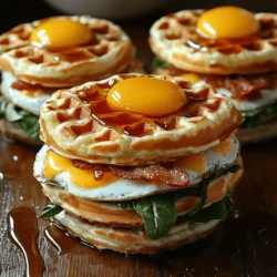 Mini Waffle Breakfast Sandwich Stacks