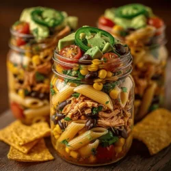 Spicy Chili Chicken Pasta Salad Jars