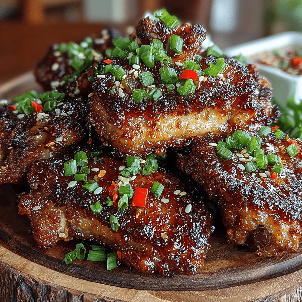 Marinating is a crucial step in enhancing the flavor of your sticky honey garlic glazed chicken wings. The marinade not only infuses the chicken with a rich taste but also helps tenderize the meat, making it juicy and delectable. For optimal flavor absorption, aim to marinate your wings for at least <strong>2 hours</strong>, though overnight is ideal. This extended marination allows the ingredients—honey, garlic, soy sauce, and ginger—to penetrate deeply into the chicken.” /></p>
</p>
<h2>Importance of Marinating</h2>
</p>
<p>Marinating is a crucial step in enhancing the flavor of your sticky honey garlic glazed chicken wings. The marinade not only infuses the chicken with a rich taste but also helps tenderize the meat, making it juicy and delectable. For optimal flavor absorption, aim to marinate your wings for at least <strong>2 hours</strong>, though overnight is ideal. This extended marination allows the ingredients—honey, garlic, soy sauce, and ginger—to penetrate deeply into the chicken.</p>
</p>
<p>When marinating, remember these safety tips:</p>
</p>
<p>– <strong>Use a non-reactive container</strong>: Glass or ceramic bowls are perfect for marinating. Avoid metal containers as they can react with acidic ingredients and affect the taste.</p>
<p>– <strong>Refrigerate while marinating</strong>: Always marinate your chicken in the refrigerator to prevent bacterial growth. Do not marinate at room temperature.</p>
<p>– <strong>Reserve some marinade</strong>: Before adding the chicken to the marinade, set aside a portion for glazing later. This step ensures that the reserved marinade hasn’t come into contact with raw chicken, making it safe to use as a glaze.</p>
</p>
<h2>Explanation of the Baking Process</h2>
</p>
<p>Baking is the preferred cooking method for these chicken wings, as it allows for a crispy exterior while keeping the insides juicy. One of the key elements in this process is the <strong>wire rack</strong>. By placing the marinated wings on a wire rack set over a baking sheet, air circulates around the chicken, promoting even cooking and crispiness. This technique prevents the wings from sitting in their own juices, which can lead to sogginess.</p>
</p>
<p>During baking, the wings should be cooked at a temperature of <strong>425°F (220°C)</strong>. This high temperature encourages caramelization of the honey in the glaze, resulting in a beautifully sticky and flavorful finish. Bake the wings for about <strong>40-45 minutes</strong>, turning them halfway through for even cooking.</p>
</p>
<h2>Techniques for Glazing</h2>
</p>
<p>Glazing is an essential finishing touch that elevates the flavor and visual appeal of your chicken wings. After baking, take the reserved marinade and brush it generously over the wings. This step enhances the flavor profile and adds a glossy finish that makes the wings visually enticing.</p>
</p>
<p>To achieve the best results:</p>
</p>
<p>– <strong>Use a basting brush</strong>: This tool allows for even coverage of the glaze on each wing.</p>
<p>– <strong>Broil for the final touch</strong>: After glazing, you can place the wings under the broiler for an additional <strong>2-3 minutes</strong>. This step helps to caramelize the glaze further, intensifying the sweetness and providing a beautiful char.</p>
</p>
<h2>Serving Suggestions and Pairings</h2>
</p>
<p>The sticky honey garlic glazed chicken wings are a versatile dish that pairs wonderfully with a variety of sides and beverages. Here are some delightful options to consider:</p>
</p>
<h3>Side Dishes</h3>
</p>
<p>1. <strong>Coleslaw</strong>: A refreshing coleslaw provides a crisp contrast to the sticky wings, balancing flavors and textures. Use a tangy vinaigrette or creamy dressing to enhance the meal.</p>
</p>
<p>2. <strong>Potato Wedges</strong>: Crispy potato wedges seasoned with herbs and spices make for a hearty side. They can be baked alongside the wings for an easy one-pan meal.</p>
</p>
<p>3. <strong>Fresh Salad</strong>: A light salad with mixed greens, cucumbers, and a citrus vinaigrette can offer a refreshing palate cleanser alongside the rich flavors of the wings.</p>
</p>
<p>4. <strong>Rice or Quinoa</strong>: Serve the wings over fluffy rice or quinoa to soak up the delicious glaze, turning your dish into a complete meal.</p>
</p>
<h3>Beverage Pairings</h3>
</p>
<p>The right beverage can elevate your meal experience. Consider these pairings:</p>
</p>
<p>– <strong>Light Beers</strong>: A crisp lager or pale ale complements the sweetness of the wings without overpowering them.</p>
<p>– <strong>Iced Tea</strong>: Unsweetened iced tea with a splash of lemon can be a refreshing accompaniment that balances the flavors.</p>
<p>– <strong>Cocktails</strong>: Try a light cocktail like a mojito or a gin and tonic. Their refreshing notes will enhance your dining experience.</p>
</p>
<h3>Presentation Tips</h3>
</p>
<p>When serving sticky honey garlic glazed chicken wings, presentation is key, especially if you’re hosting a gathering. Here are some tips to make your dish visually appealing:</p>
</p>
<p>– <strong>Garnish with Sesame Seeds</strong>: A sprinkle of sesame seeds adds a nice crunch and a touch of elegance.</p>
<p>– <strong>Chopped Green Onions</strong>: Freshly chopped green onions not only add a pop of color but also a fresh flavor that complements the sweetness of the glaze.</p>
<p>– <strong>Serve on a Platter</strong>: Arrange the wings on a large serving platter, allowing guests to help themselves. You can also add some of the side dishes around the wings for a beautiful spread.</p>
</p>
<h2>Nutritional Information and Benefits</h2>
</p>
<p>Understanding the nutritional content of your meals helps you make informed choices, especially when serving friends and family. Here is a breakdown of the nutritional content per serving of sticky honey garlic glazed chicken wings (approximately 4 wings):</p>
</p>
<p>– <strong>Calories</strong>: 350</p>
<p>– <strong>Protein</strong>: 25g</p>
<p>– <strong>Fats</strong>: 22g</p>
<p>– <strong>Carbohydrates</strong>: 12g</p>
</p>
<h3>Health Benefits of Ingredients</h3>
</p>
<p>The ingredients in this recipe also come with health benefits:</p>
</p>
<p>– <strong>Garlic</strong>: Known for its anti-inflammatory properties, garlic is not just a flavorful addition but also supports heart health and boosts the immune system.</p>
</p>
<p>– <strong>Ginger</strong>: This root is another powerhouse with anti-inflammatory effects. It aids digestion and can help reduce nausea and muscle pain.</p>
</p>
<h3>Dietary Considerations</h3>
</p>
<p>For those with dietary restrictions, the sticky honey garlic glazed chicken wings can be easily adapted:</p>
</p>
<p>– <strong>Gluten-Free</strong>: Use tamari instead of soy sauce to maintain flavor while making the dish gluten-free.</p>
</p>
<p>– <strong>Low-Sugar Options</strong>: Substitute honey with a sugar-free syrup or use less honey and add more garlic and ginger for flavor.</p>
</p>
<h2>Conclusion</h2>
</p>
<p>Making and sharing sticky honey garlic glazed chicken wings is a joyous experience that brings people together. The process of marinating, baking, and glazing transforms simple chicken wings into a mouthwatering dish that is sure to impress your guests.</p>
</p>
<p>Remember, cooking is an art, and you are the artist. Don’t hesitate to experiment with flavors and ingredients to make this recipe your own. Whether you prefer it sweeter or spicier, the beauty of this dish lies in its versatility.</p>
</p>
<p>As you gather around the table with friends and family, enjoy the satisfaction of having created a delicious homemade meal. The sticky honey garlic glazed chicken wings are not just food; they are a celebration of flavors, memories, and togetherness. So, roll up your sleeves, gather your ingredients, and embark on this culinary adventure!</p>
</div>