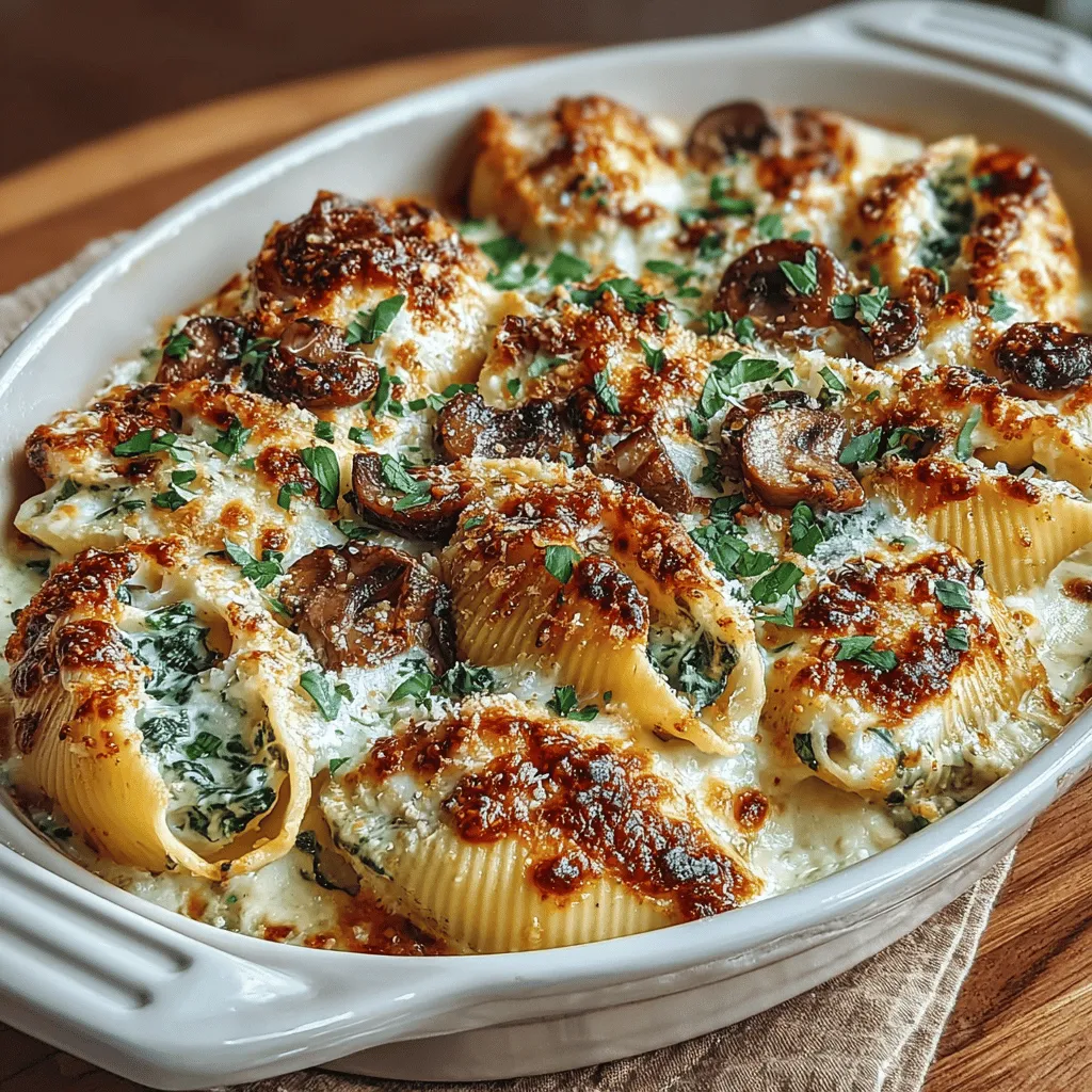 Creamy Spinach and Mushroom Stuffed Shells are a delightful culinary creation that captivates the palate with their rich flavors and comforting textures. This dish combines the robust, earthy taste of sautéed mushrooms and the vibrant freshness of spinach, all enveloped in tender pasta shells and a luscious cheese filling. For vegetarians and pasta enthusiasts alike, these stuffed shells offer a satisfying and wholesome meal that’s as appealing to the eye as it is to the taste buds.