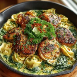 Creamy Spinach & Chicken Tortellini Skillet Recipe