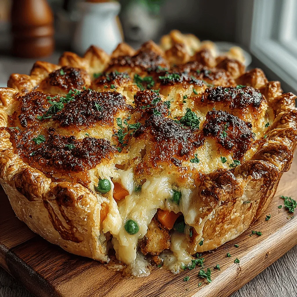 Chicken Pot Pie is a timeless classic that has warmed hearts and filled bellies for generations. This dish embodies the essence of comfort food, offering a delightful combination of tender chicken, vibrant vegetables, and a creamy sauce enveloped in a flaky, golden crust. Whether enjoyed on a chilly evening or served at a family gathering, its rich flavors and hearty filling make it a beloved favorite across many households.