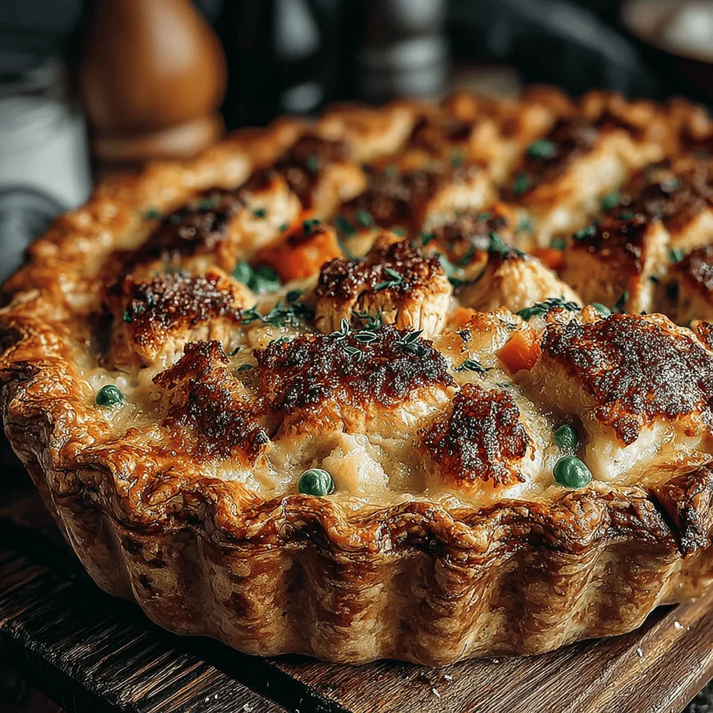 Chicken Pot Pie is a timeless classic that has warmed hearts and filled bellies for generations. This dish embodies the essence of comfort food, offering a delightful combination of tender chicken, vibrant vegetables, and a creamy sauce enveloped in a flaky, golden crust. Whether enjoyed on a chilly evening or served at a family gathering, its rich flavors and hearty filling make it a beloved favorite across many households.