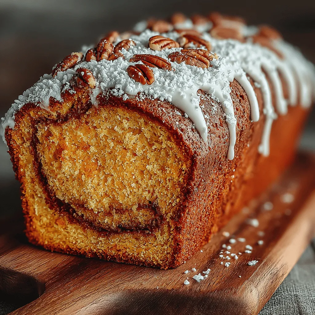 - 1 ½ cups all-purpose flour - 1 teaspoon baking soda - ½ teaspoon baking powder - ½ teaspoon salt - 1 teaspoon ground cinnamon - ½ teaspoon ground nutmeg - ½ teaspoon ground ginger - 1 cup canned pumpkin puree - ½ cup granulated sugar - ½ cup brown sugar, packed - ½ cup vegetable oil (or melted butter) - 2 large eggs - 1 teaspoon vanilla extract - 1 tablespoon ground cinnamon (for swirl) - ¼ cup brown sugar (for swirl)