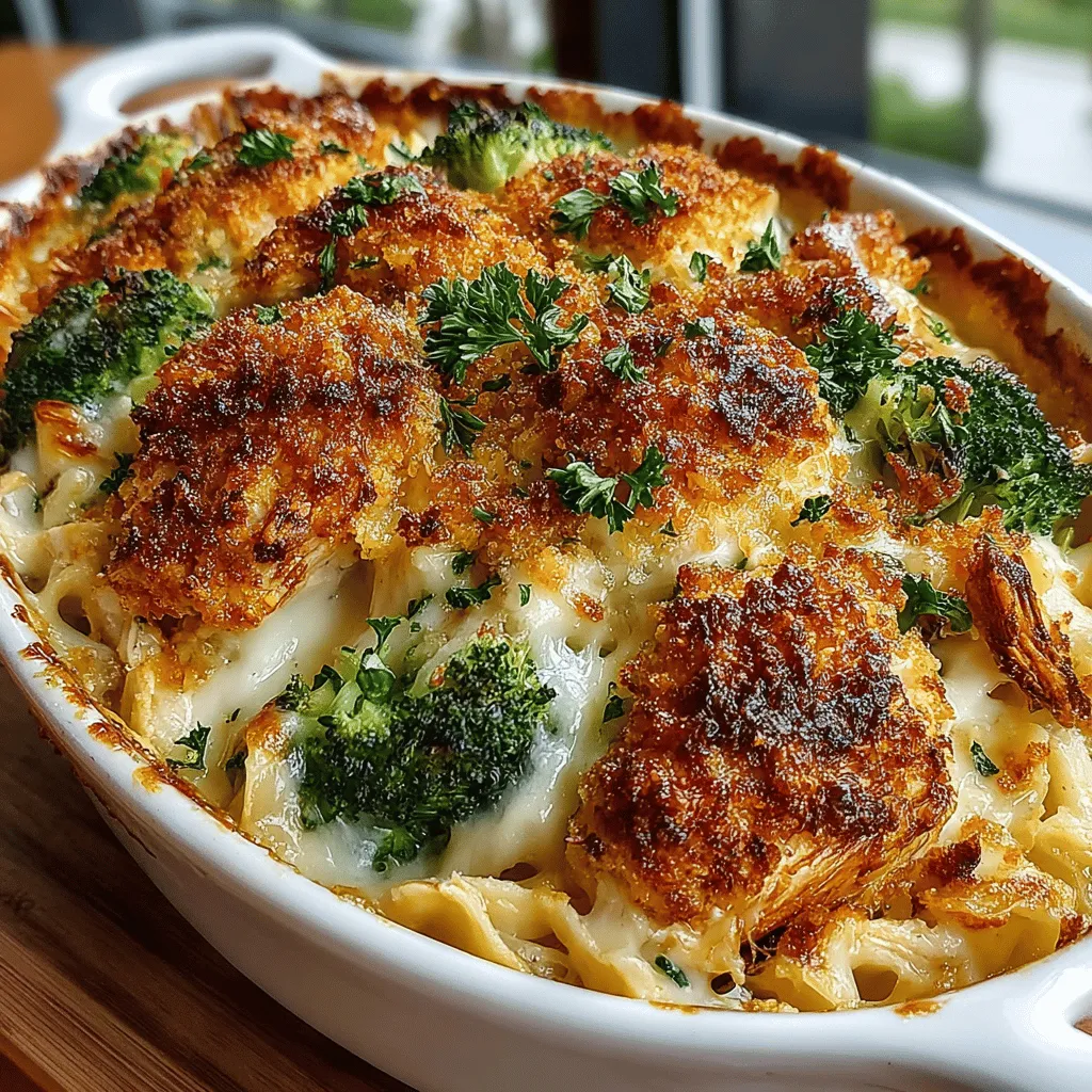 Baking the Cheesy Broccoli & Chicken Delight Casserole to perfection requires the right temperature and timing. Preheat your oven to 350°F (175°C), which is ideal for achieving that golden, bubbly crust on top. Once the casserole is assembled, place it in the oven for approximately 30 to 35 minutes. During this time, keep an eye on the casserole as it bakes. You’ll know it’s done when the cheese is melted and bubbly, and a golden crust forms on the surface.
