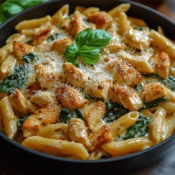 In today’s fast-paced world, finding a delicious and satisfying meal that can be prepared in under an hour is essential for many home cooks. If you are looking for a dish that combines flavor, nutrition, and ease of preparation, look no further than Creamy Chicken and Spinach Skillet Pasta. This delightful recipe is an ideal solution for busy weeknights or leisurely weekends alike, offering a harmonious blend of tender chicken, fresh spinach, and a rich, creamy sauce enveloping perfectly cooked pasta. It’s a dish that not only fills the belly but also warms the heart, making it a favorite among families and individuals alike.