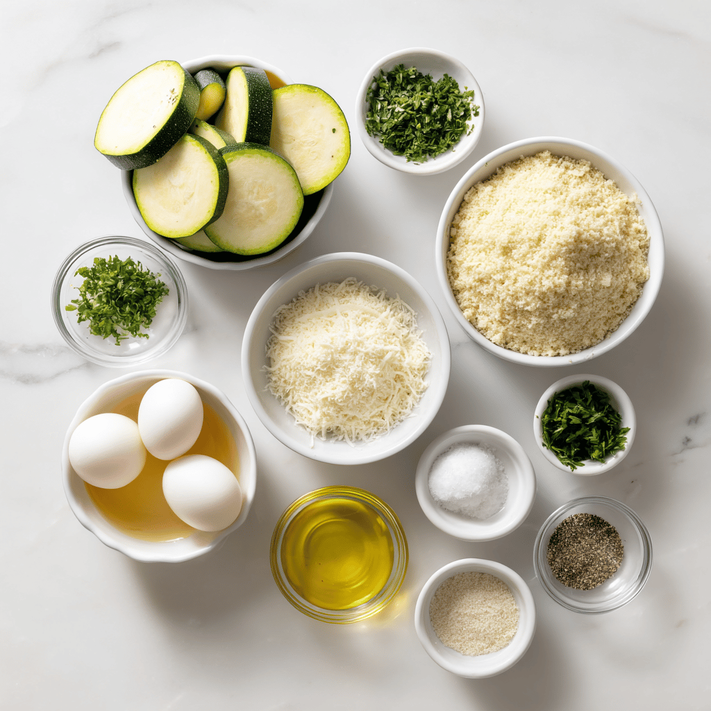 Ingredients for Crispy Air Fryer Garlic Parmesan Zucchini Bites