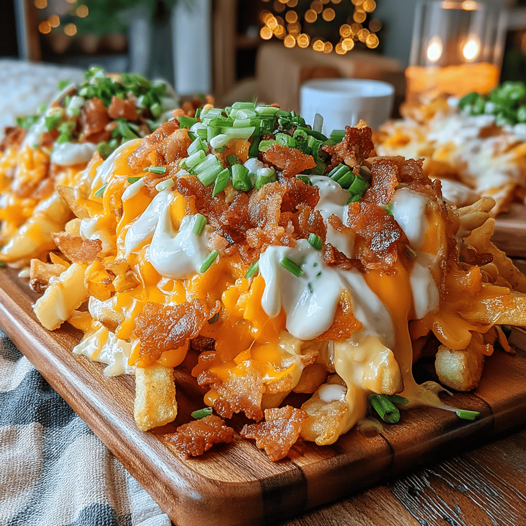 Nothing says game day quite like a plate of sizzling, loaded fries! These Game Day Loaded Garlic Fries with Cheesy Bacon are the ultimate crowd-pleaser, combining the irresistible flavors of garlic, savory bacon, and gooey cheese—all piled high on crispy fries. Perfect for munching on during your favorite sports event, movie night, or any occasion that calls for indulgent comfort food, these fries are guaranteed to score big with your friends and family.
